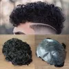 10MM 6MM Deep Curly Toupee Human Hair Skin Thin Base Unit System Men Hairpiece Pu 360 Wave Afro Male Toupees Replacement For Man261K