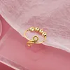 Creative Copper Alloy Sweattproof Beads Anti-Angiety Fidget Rings for Women 18K Gold Silver Plated Free Rotation Women's Rings Fashion Smycken