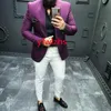 Handsome One Button Groom Tuxedos Mandarin Lapel Groomsmen Man Suit Mens Wedding/Prom/Dinner Suits Bridegroom Jacket Pants Tie B173