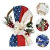 Fiori decorativi Ghirlande Ghirlanda Porta Patriottico Luglio Giorno 4 Fronte Bandiera Americana Indipendenza Appeso Per Red Blue Memorial WhiteDecor