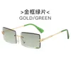 Sunglasses 2022 Fashion Summer Style Female Green Brown Small Rectangle Women Rimless Square Sun Glasses For Uv400