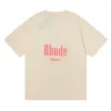 남성 T 셔츠 Rhude 티셔츠 독수리 인쇄 남성용 여성 패션 패션 짧은 슬리브 티 셔츠면 티크 승무원 목