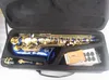 Suzuk Eb Alto Saxophone Blue Gold Key Sax Drop E Key Saxofon Profesional Playing Musical Instrument With Box Accessories