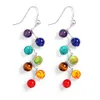 6 MM Nature Pierre Dangle Boucles D'oreilles pour les Femmes D'été Boho Vacances Perle Ronde Courbée Aiguille Coloré Agate Boucles D'oreilles Bijoux Cadeaux