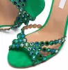 Strass multicolores pour femmes avec talons hauts et bottines à bout de poisson Chaussures habillées en toile de denim sandale dimond sparkle Prince c111 code types personnalisés vert diamant str