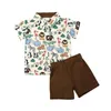 Kläduppsättningar Småbarns pojke kläder 2022 Född barn Baby Boys Summer Tops Kort ärm Animal T-shirt Pants Shorts Outfits SetClothing