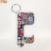 Sublimation vierge Transfert de chaleur Poignée de porte sans contact avec porte-clés Zero Touch Germe Germe Germe Porte-clés MDF