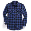 Classic Checkered Men's Flannel Plaid Shirt, Casual Button Up Långärmad T Shirts, 2 Bröstfickor, Justerbar Manschettknapp, USA Storlek 220322