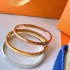 Luxury Vintage 18K gold-plated love Bangle fashionable womens Cuff Bracelet high quality 316L stainless steel wedding jewelry three colors optional top quality