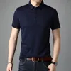 Üst sınıf ipek yaz erkekleri polo gömlekler kısa kollu gündelik üstleri modalar Kore moda giyim 220615