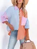 여성 코듀로이 긴 슬리브 버튼 다운 칼라 셔츠 대형 가벼운 샤켓 재킷 탑 220815