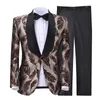 Men's Suits & Blazers Feather PrintSuits For Wedding Groom Man Casual Business Slim Fits Social Blazer Office Sets Prom Jacket PantsMen's