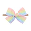 Bloemen nylon hoofdbanden Dubbele laag 4.4 "Hair Bows Wafle stof Elastische haarbanden Diy Girls Hair Accessoires Kids Hoofdband