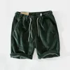 Herr shorts sommaren mäns bomull corduroy casual khaki multi-pocket spets retro arbetskläder vit bläck grön aprikoser