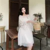 Dames Y2k-jurk wit zonnebrandcrème van zacht garen in de zomer Dames mouwloze jurk Werkelijke Po van lange slingjurk met kant 220507