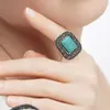 Eheringe Klassische Designer für Frauen Big Blue Türkis Stein Gold Farbe Mädchen Damen Mode Fingerring Dubai Stil Rita22