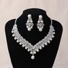 Küpe Kolye Gelin Kristal İnci Kostüm Mücevherat Setleri Rhinestone Choker Tiara Gelin Kadın Pageant Düğün Takı Setarlar