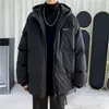 Herrarna Down Men's Parkas Overcoat Parka Winter 2022 Down Cotton Jacket Loose Zipper Hood Student Bread Clothes Men Ytterkläder