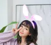 Ljus upp kaninöron Bannband LED Plush Rabbit Easter Hairband Födelsedagsfest dekoration cosplay jul halloween festtillbehör rosa vit