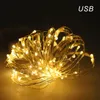 Cordes LED LED Fée Lumière USB Guirlande Lumineuse Ampoule 5 M/10 M/20 M Guirlandes Fil Transparent Décorations Pour La Fête WeddingLED