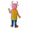 2022 Costume de mascotte de vache rose Halloween personnage de thème de dessin animé de haute qualité Carnaval de Noël Adultes Fête d'anniversaire Tenue fantaisie