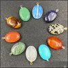 Pendant Necklaces Reiki Healing Jewelry Oval Natural Stone Quartz Turquoise Opal Agate Crystal Pendants Diy Earrings Wome Carshop2006 Dhxi4