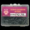 10 tamaños mixtos 3 #-12 # anzuelo negro Ise anzuelos de púas de acero al carbono anzuelos equipo de pesca de carpa asiática 1000 piezas/10 cajas WEI-6