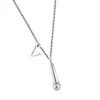 Luxe Sieraden Vrouwen Ketting Zilveren Microfoon Vorm Hanger Designer V Brief Kettingen Vrouw Mannen Elegante Ketting Geen Doos