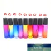 6pcs Empty 10ml Essential Oil Roll On Bottle 10cc Gradient Color Perfume Roller Ball Thick Glass Durable For Travel