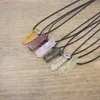 Guérison Reiki pierre brute tranche Point pendentifs collier naturel Gmes Rose Quartz oeil de tigre Agates femmes hommes corde bijoux