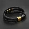 Слоистые заплетенные браслеты ручной работы для мужчин Ссылка цепь цепь мода мода магнитная зажима черный шнур винтажный запястья веревочка манжеты браслеты ювелирные изделия
