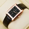 Square Men Watch Rose Gold Silver Case Watches Fashion Brand Leather Band Quartz Clock Montre Homme Vintage