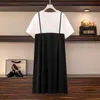 플러스 사이즈 드레스 2022 여름 티셔츠 드레스 여성 대형 느슨한 짧은 슬리브 면화 흰색 미디 3xL 4xL 5xL 6xL 7XL