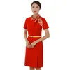 Asian Uniform Stewardess Dress Female Professional Robe Beauty Salon Hotel Etikett Försäljningsavdelning Arbetskläder anpassade