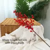 Dekoracyjne kwiaty wieńce 73 cm długie sztuczne gałęzie jagodowe Fałszywe czerwone holly owocowe pianki złote liście na chiński rok zimowy stół domowy
