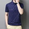 Summer Men's Short-sleeved Polo Shirt Business Lapel T-shirt Casual Professional Geometric Print Dress 220504