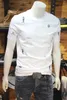 2022 Yaz Yeni erkek T-Shirt Merserize Pamuk Ince Yuvarlak Boyun Kısa Kollu Moda Nakış Desen Mektup Tees Elastik Yarım Kollu Giyim Üst Siyah Beyaz M-3XL