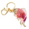 Dalaful Exquisite Enamel Crystal Fish Key Chains Holder Goldfish Bag Buckle HandBag Pendant For Car Keyrings KeyChains K239 AA220318