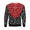 Automne/hiver nouveau 3D Bandana rouge Paisley sweat à capuche imprimé pull ample pour hommes européens et américains 006