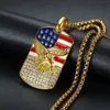 Collier pendentif couleur or de haute qualité, collier aigle drapeau américain, bijoux en acier inoxydable