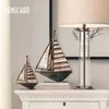 Home Decor Retro Sailboat Model Figurines For Interior Living Room Office Decoration Ornaments Iron Boat Figurine Sculpture Gift 220329