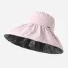 Fashion Ladies Travel Floppy Beach Sun Hat donna 14cm Wide Brim Bucket Hat Protezione UV Visiera Cappello Gril Casual Primavera Estate