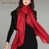 Runmeifa couleur Pure lin femmes Écharpe printemps et automne hiver Pashmina châle Foulard Femme grande taille Hijab étole foulards