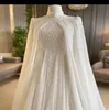 Gorgoeus Caftan Mariage Wedding Dress 2022 With Caped Elegant Dubai Arabic Muslim Church Wedding Gowns Lace Appliques Bride Chic Real Picture vestidos de novia
