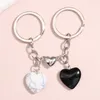 Novo Design Keychain Cristal Natural Quartzo Pedra Coração Chave Chave Botão Magnético Keyring Chaveiro Para Casal Presentes Diy Jóias