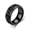 Anillo de 8 mm anillo de acero inoxidable anillo de ansiedad de anillo de inquietud para hombres con la cadena de acera.
