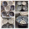 4 pçs / set retro bacia de cerâmica de cerâmica bacia de macarrão de arroz creativo azul e branco porcelana sopa tigela underglaze tableware conjunto 220408