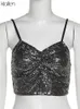 KLALIEN mode Sexy brillant Camisole femmes été Streetwear sauvage basique femme haut court vêtements de sport Y2K 220519