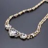 Clear Crystal Heart Shape Pendant Gold Color Necklace Sets for Bride Earrings Ring Elegant Bridal Bracelet for Women