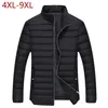 Winter Jacket Men Warm Cotton Peded Parkas Solid stand kraag dikke uitloper casual mannelijke jassen plus maat 4xl-9xl kleding voor mannen 201209